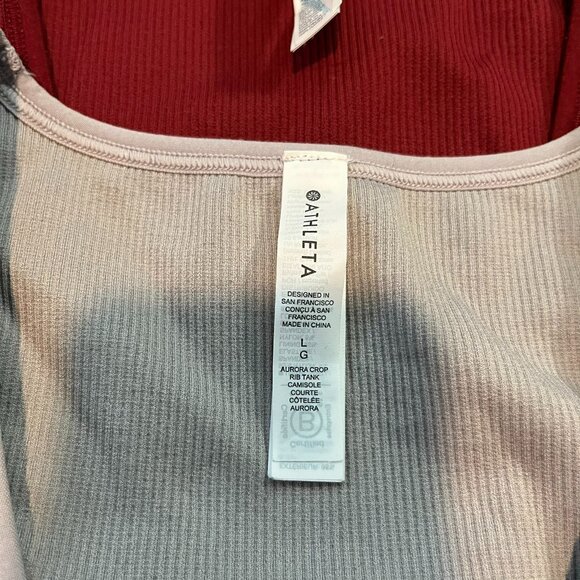 Set of 3! Athleta Aurora Seamless Crop Rib Tanks - Red, Wine, Lavender - Large - Picture 7 of 13